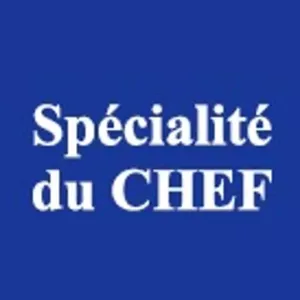 Autocollant "SPECIALITE DU CHEF" 20x35mm rectangle - bleu/blanc (lot de 1 000 pièces)
